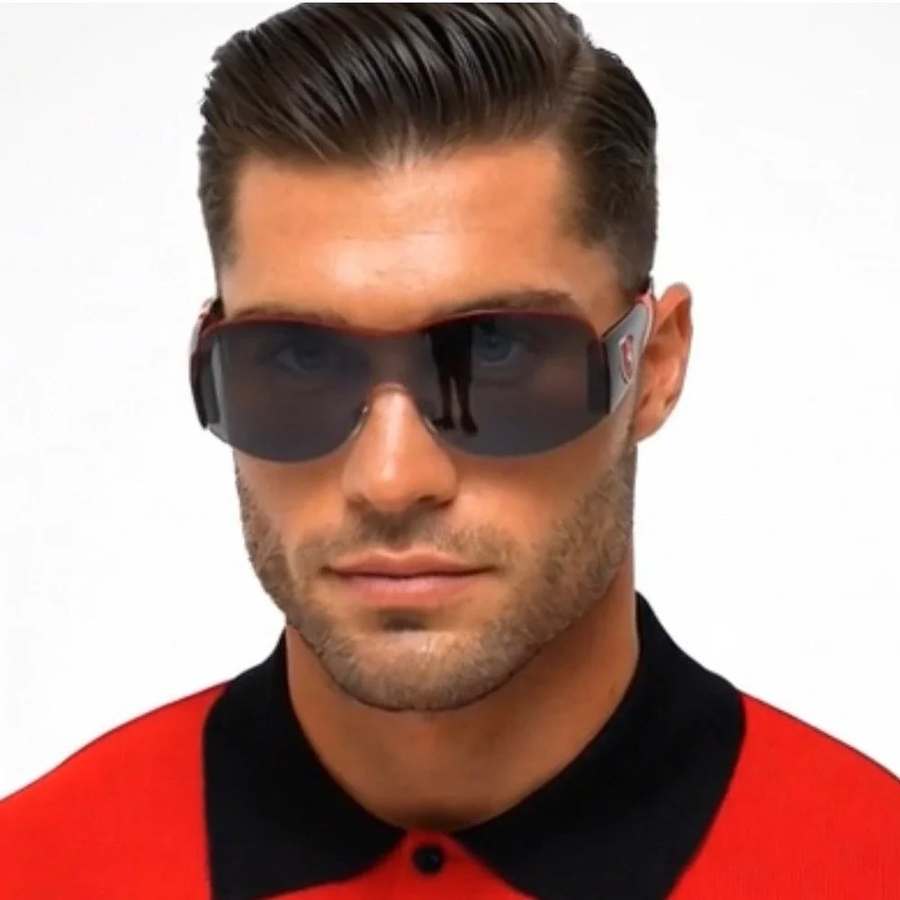Designer Shield Sunglasses  Black Lens Red Sport Fashion Outdoor Driving‎ Lentes